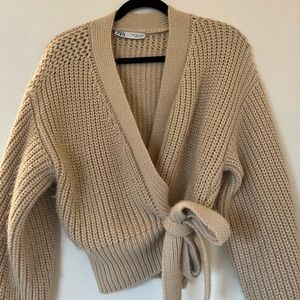 Zara beige wrap cardigan size S